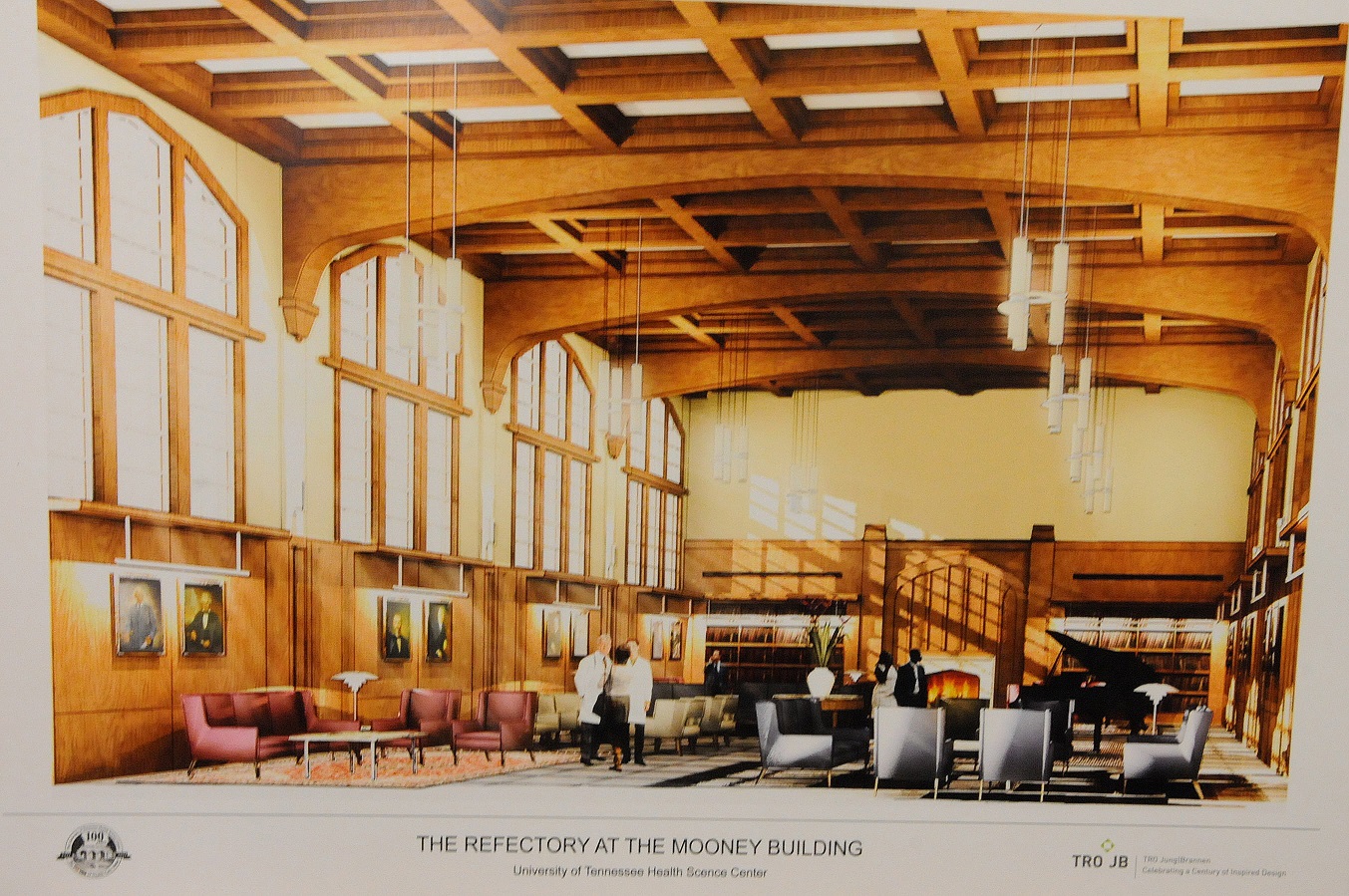 This rendering shows the refectory space  in the renovated Mooney Building.