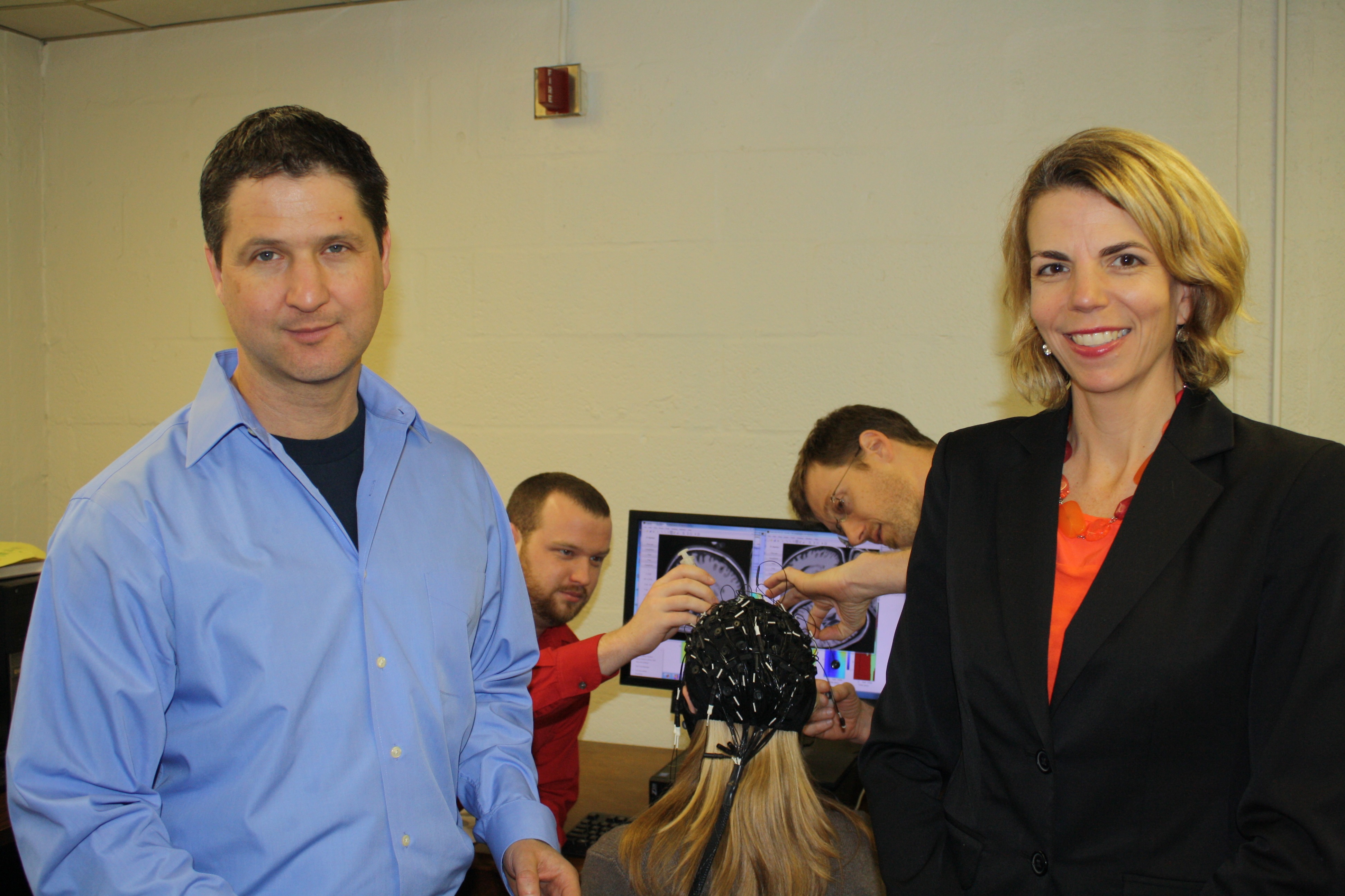 Tim Saltuklaroglu, PhD, left, and Ashley Harkrider, PhD, of the UTHSC Department of Audiology and Speech Pathology have received a $417,625 NIH grant to investigate brain activity associated with stuttering.