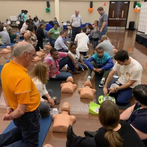 CPR/AED classes, like this one from a previous year, are designed to teach faculty, staff, and students how to successfully react in an emergency.